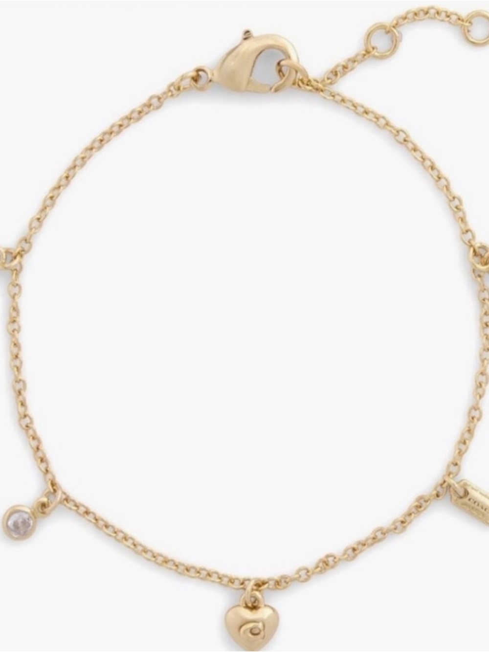 COACH Crystal Heart Charm Bracelet Gold-Tone Designer Jewelry - Picture 5 of 5